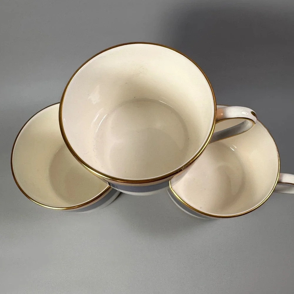 Coalport Athlone Blue‎ Bone China Coffee Cups Gold Trim England Set of 3